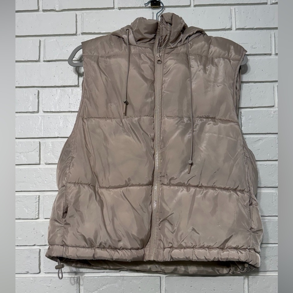 Cisono Outerwear Taupe Hooded Puffer Vest – Women’s XL